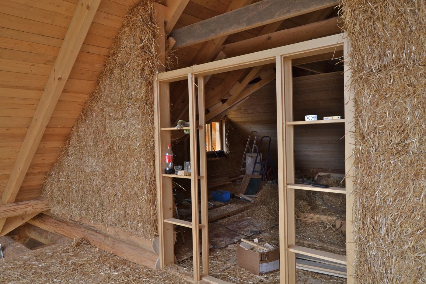 Straw bale infill gable walls and roof Upper Austria